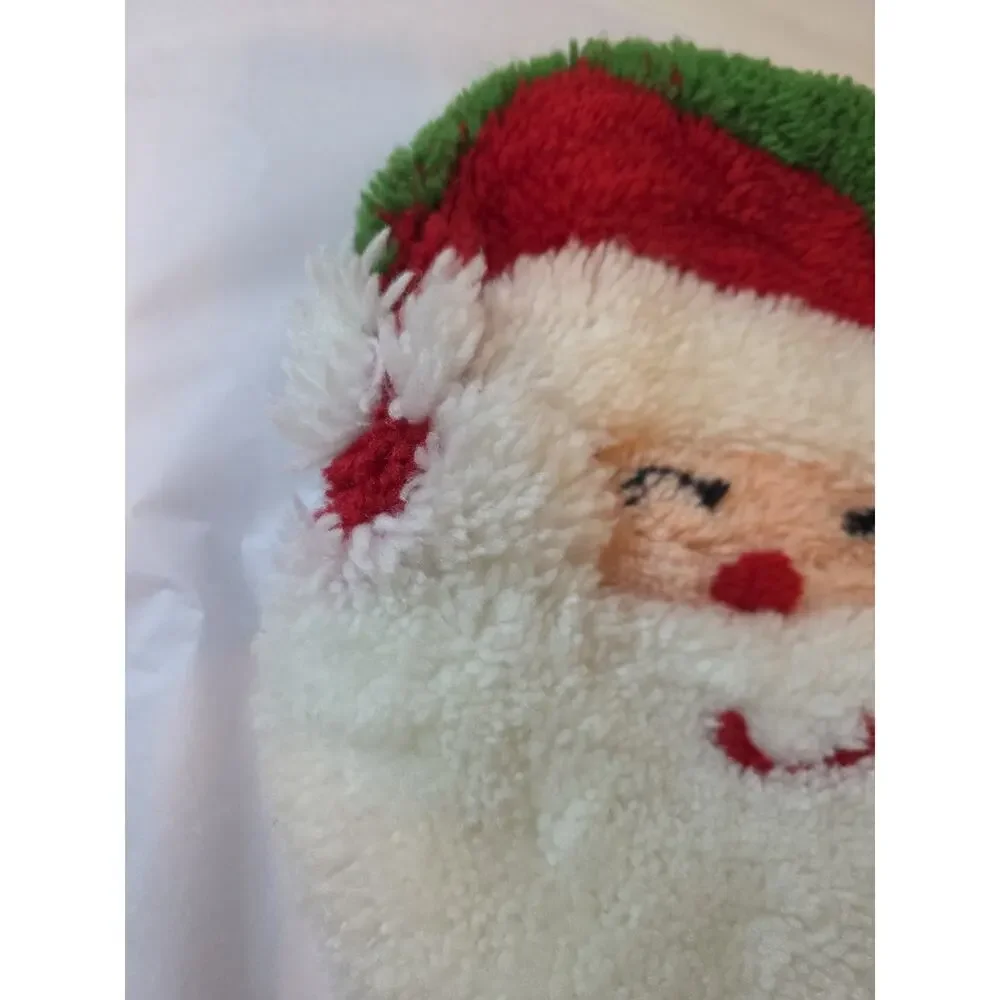 Unused MCM Vtg Red MERRY CHRISTMAS Chenille BATH TOILET SEAT Lid COVER Bathroom